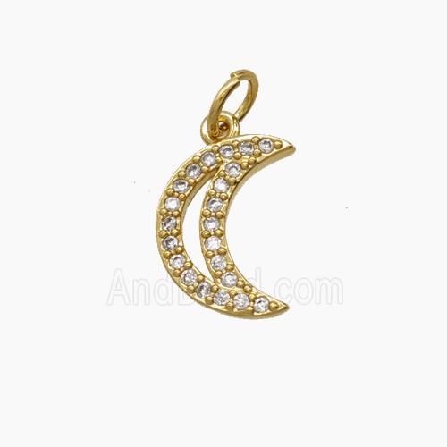 Copper Moon Pendant Pave Zirconia 18K Gold Plated