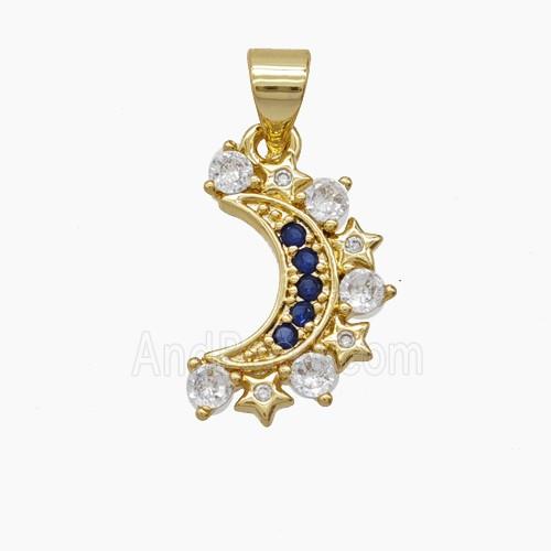 Copper Pendant Pave Zircon, Gold Plated