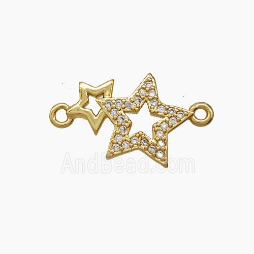 Copper Star Connector Pave Zirconia 18K Gold Plated