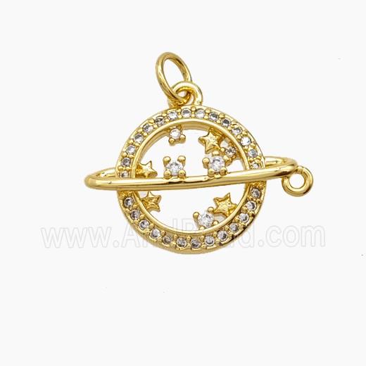 Copper Pendant Pave Zircon, Gold Plated