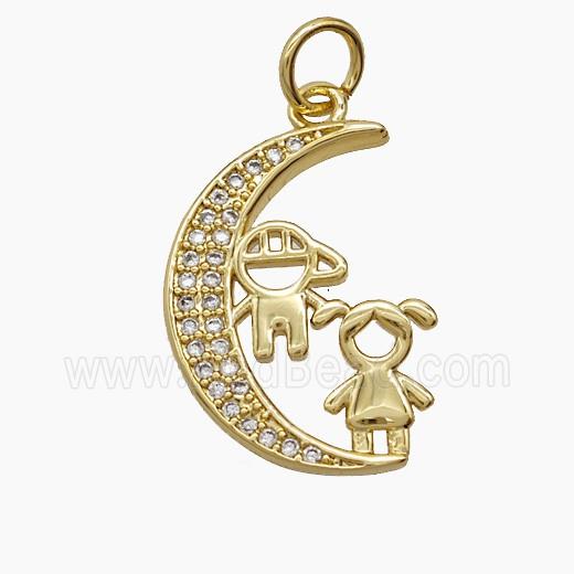 Copper Pendant Pave Zircon, Gold Plated