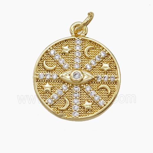 Copper Pendant Pave Zircon, Gold Plated