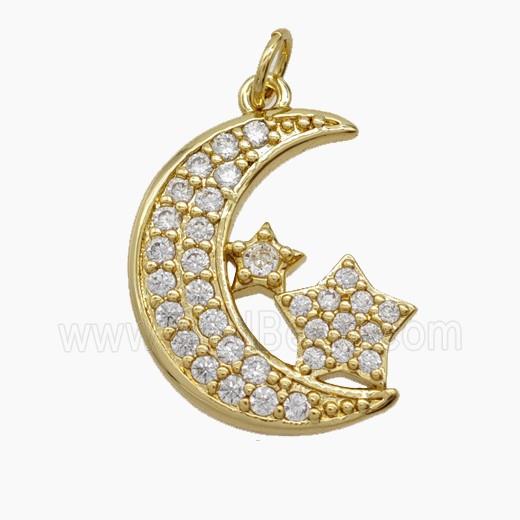 Copper Pendant Pave Zircon, Gold Plated