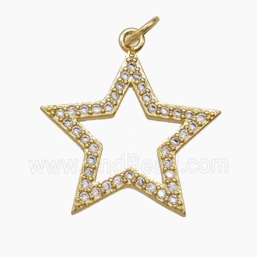 Copper Pendant Pave Zircon, Gold Plated