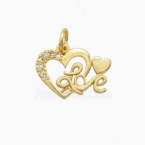 Copper Pendant Pave Zircon, Gold Plated