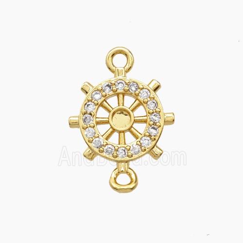 Copper Pendant Pave Zircon, Gold Plated