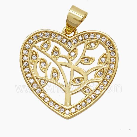 Copper Pendant Pave Zircon, Gold Plated