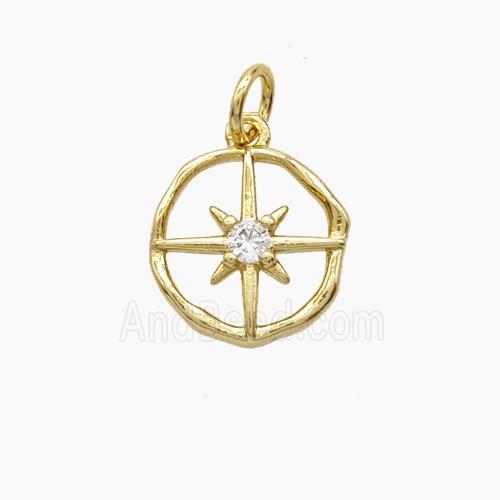 Copper Pendant Pave Zircon, Gold Plated