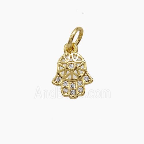 Copper Pendant Pave Zircon, Gold Plated