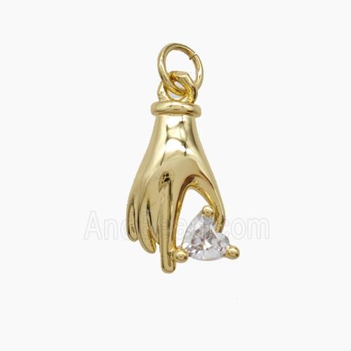 Copper Pendant Pave Zircon, Gold Plated