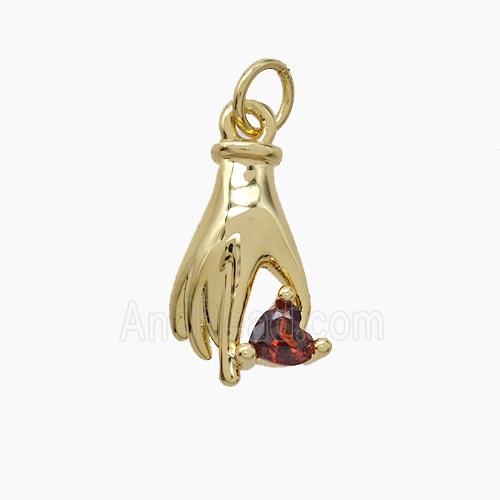 Copper Pendant Pave Zircon, Gold Plated