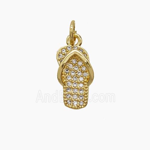Copper Pendant Pave Zircon, Gold Plated