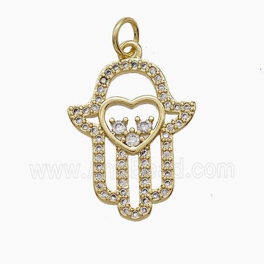 Copper Pendant Pave Zircon, Gold Plated