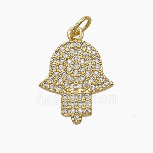 Copper Pendant Pave Zircon, Gold Plated