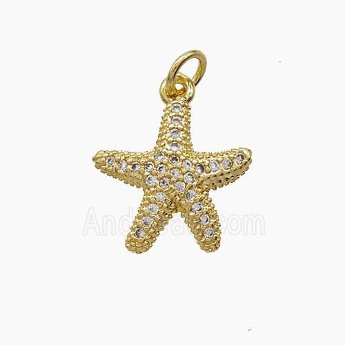 Copper Pendant Pave Zircon, Gold Plated