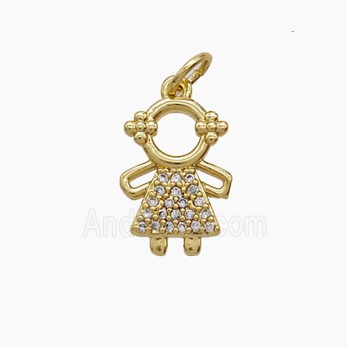 Copper Pendant Pave Zircon, Gold Plated