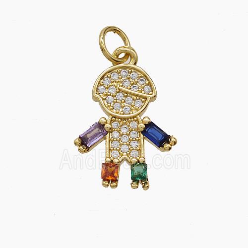 Copper Pendant Pave Zircon, Gold Plated