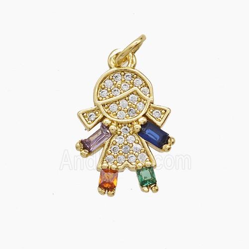 Copper Pendant Pave Zircon, Gold Plated