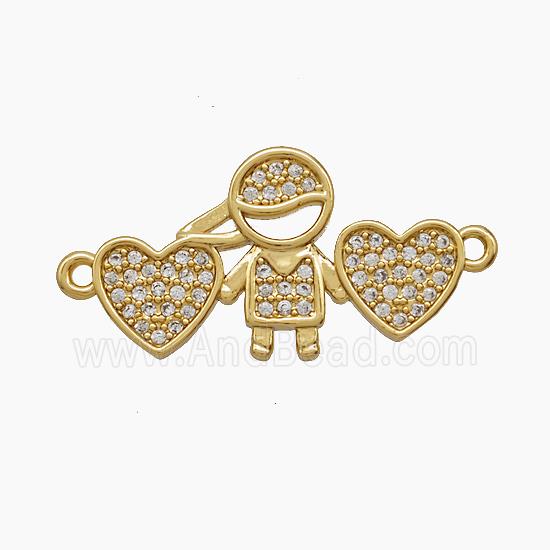 Copper Pendant Pave Zircon, Gold Plated