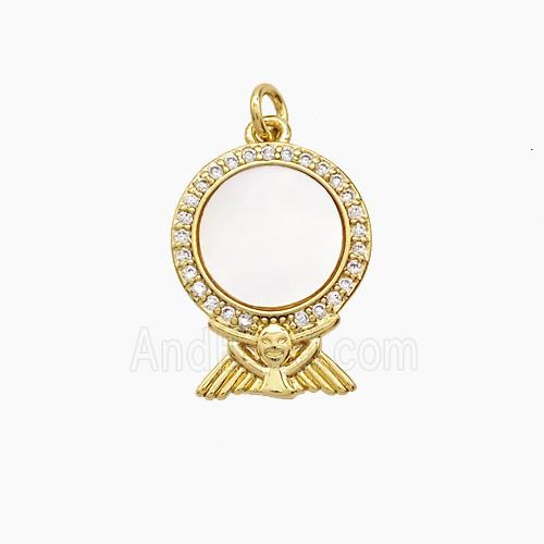 Copper Pendant Pave Zircon, Gold Plated