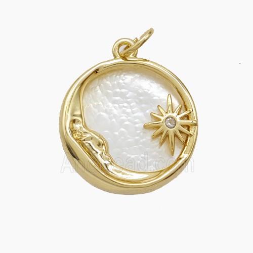 Copper Pendant Pave Zircon, Gold Plated