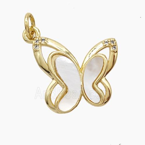 Copper Butterfly Pendant Pave Shell 18K Gold Plated