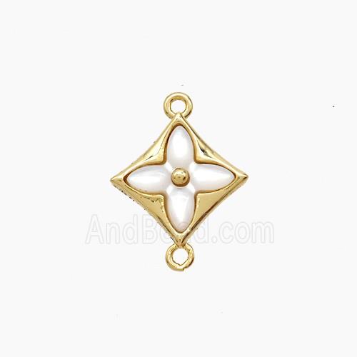 Copper Clover Connector Pave Shell 18K Gold Plated