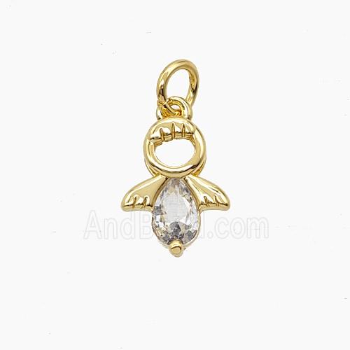 Copper Pendant Pave Zircon, Gold Plated