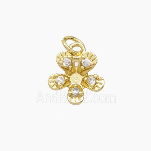 Copper Pendant Pave Zircon, Gold Plated