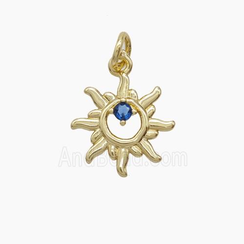 Copper Pendant Pave Zircon, Gold Plated