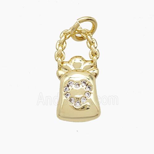 Copper Pendant Pave Zircon, Gold Plated