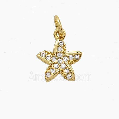 Copper Pendant Pave Zircon, Gold Plated