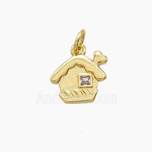 Copper Pendant Pave Zircon, Gold Plated