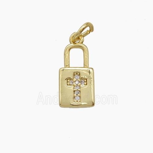 Copper Pendant Pave Zircon, Gold Plated
