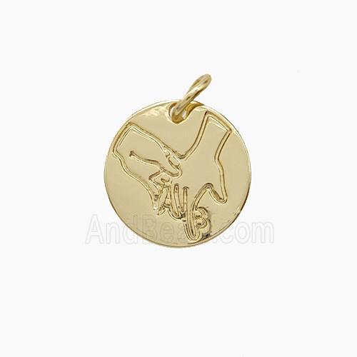 Copper Pendant Pave Zircon, Gold Plated
