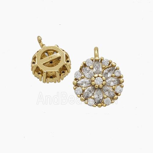 Copper Pendant Pave Zircon, Gold Plated