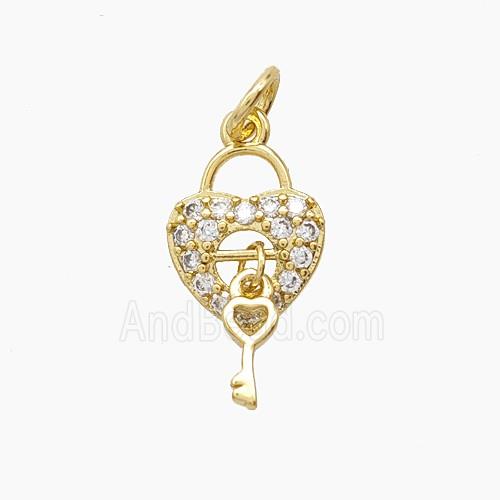 Copper Pendant Pave Zircon, Gold Plated