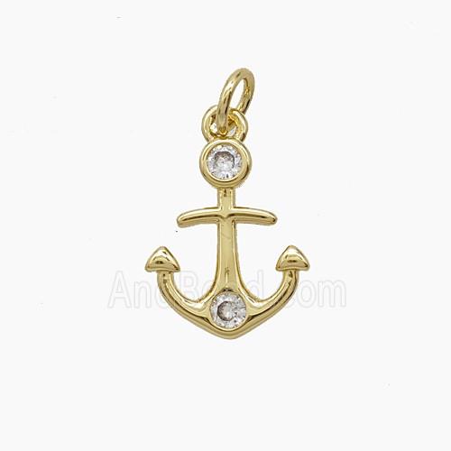 Copper Pendant Pave Zircon, Gold Plated