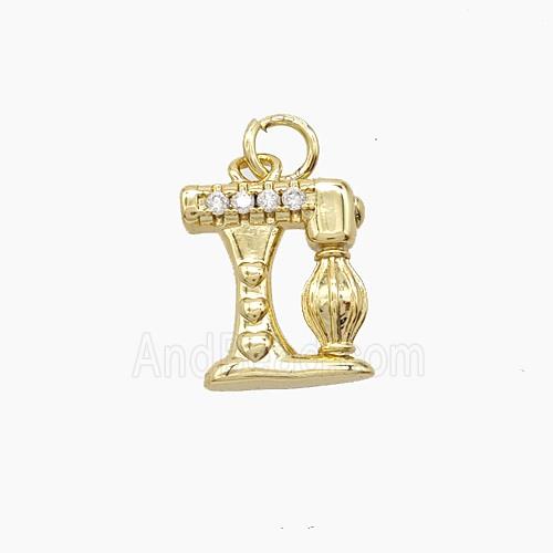 Copper Pendant Pave Zircon, Gold Plated