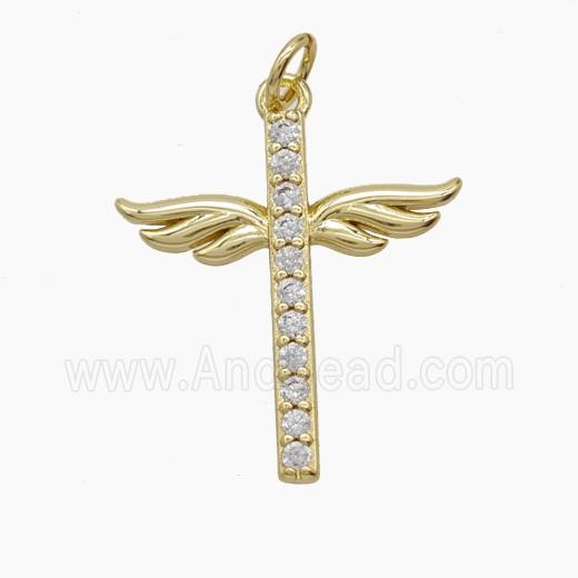 Copper Pendant Pave Zircon, Gold Plated