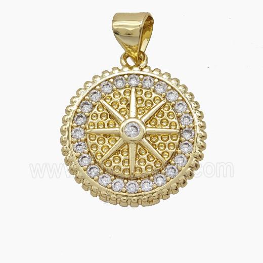 Copper Pendant Pave Zircon, Gold Plated
