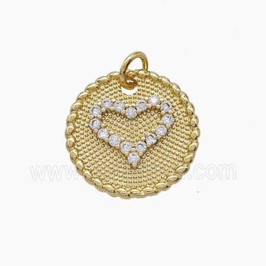 Copper Pendant Pave Zircon, Gold Plated