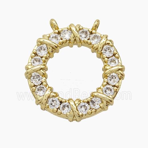 Copper Pendant Pave Zircon, Gold Plated