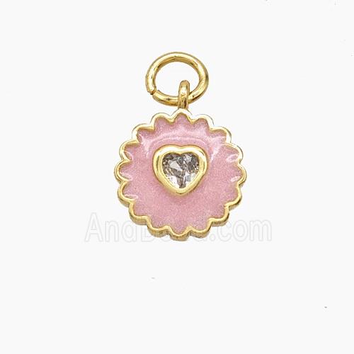 Enamel Copper Pendant, Gold Plated