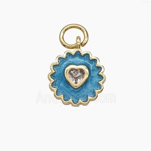 Enamel Copper Pendant, Gold Plated
