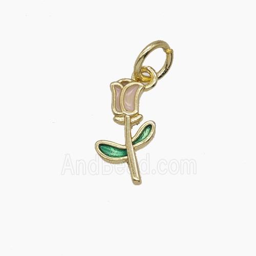 Enamel Copper Pendant, Gold Plated