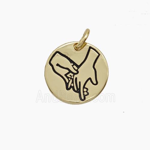 Enamel Copper Pendant, Gold Plated