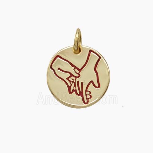 Enamel Copper Pendant, Gold Plated