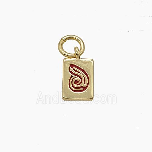 Enamel Copper Pendant, Gold Plated