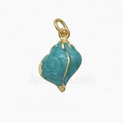 Enamel Copper Pendant, Gold Plated